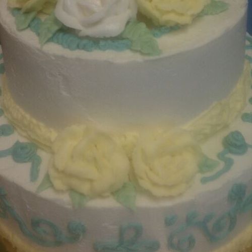 Original Design Buttercream Wedding Cake, simple b