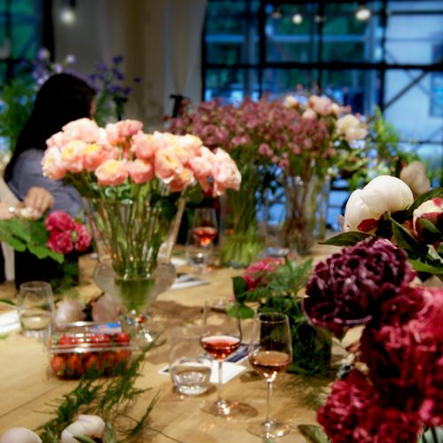 "Roses & Rosé" wine tasting and floral design work