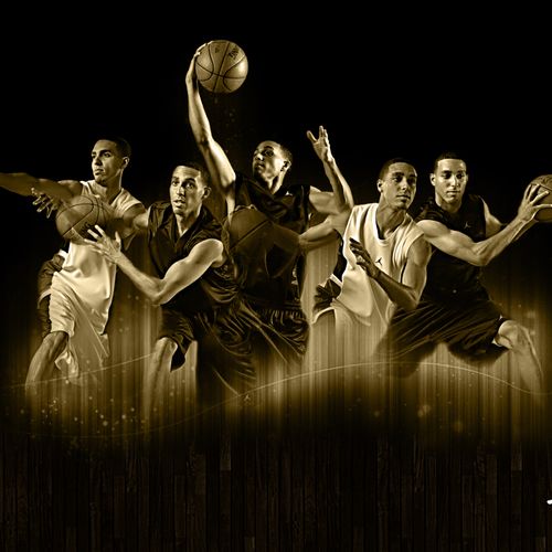 Collage of photos for brand Jordan featuring NBA s
