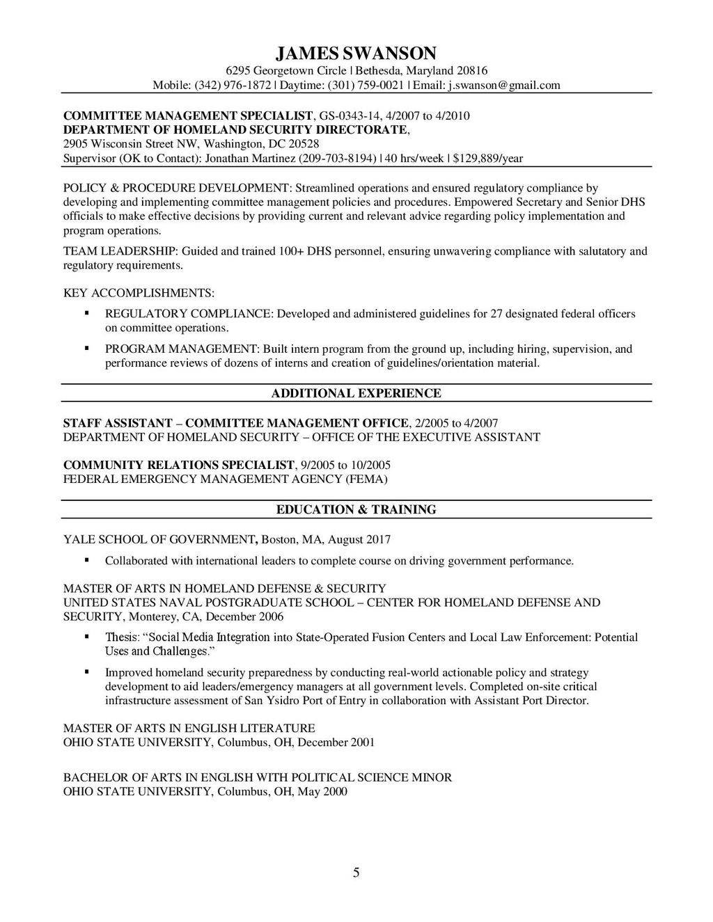 Pg. 5 Sample federal resume