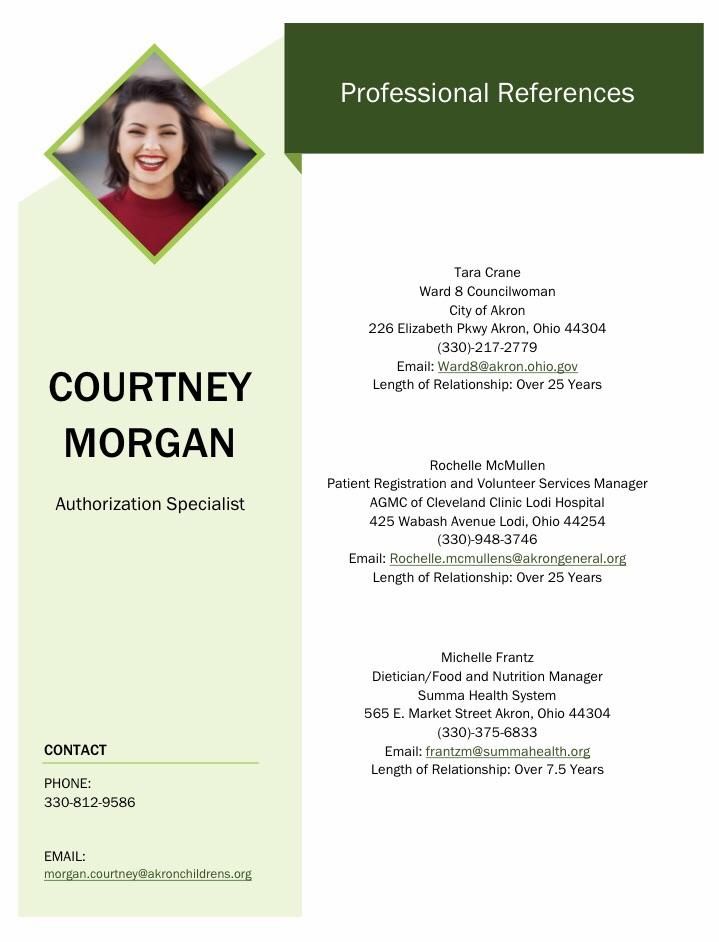 Corresponding modern professional reference page w