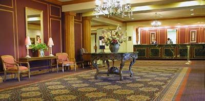 The lobby of Berkshires Crowne Plaza Hotel