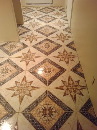 installed custom design pattern match ceramic tile