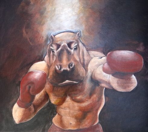 Acrylic and colored pencil