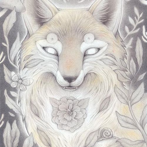 'Lunar Fox' -- Animal Totem inspired, graphite and