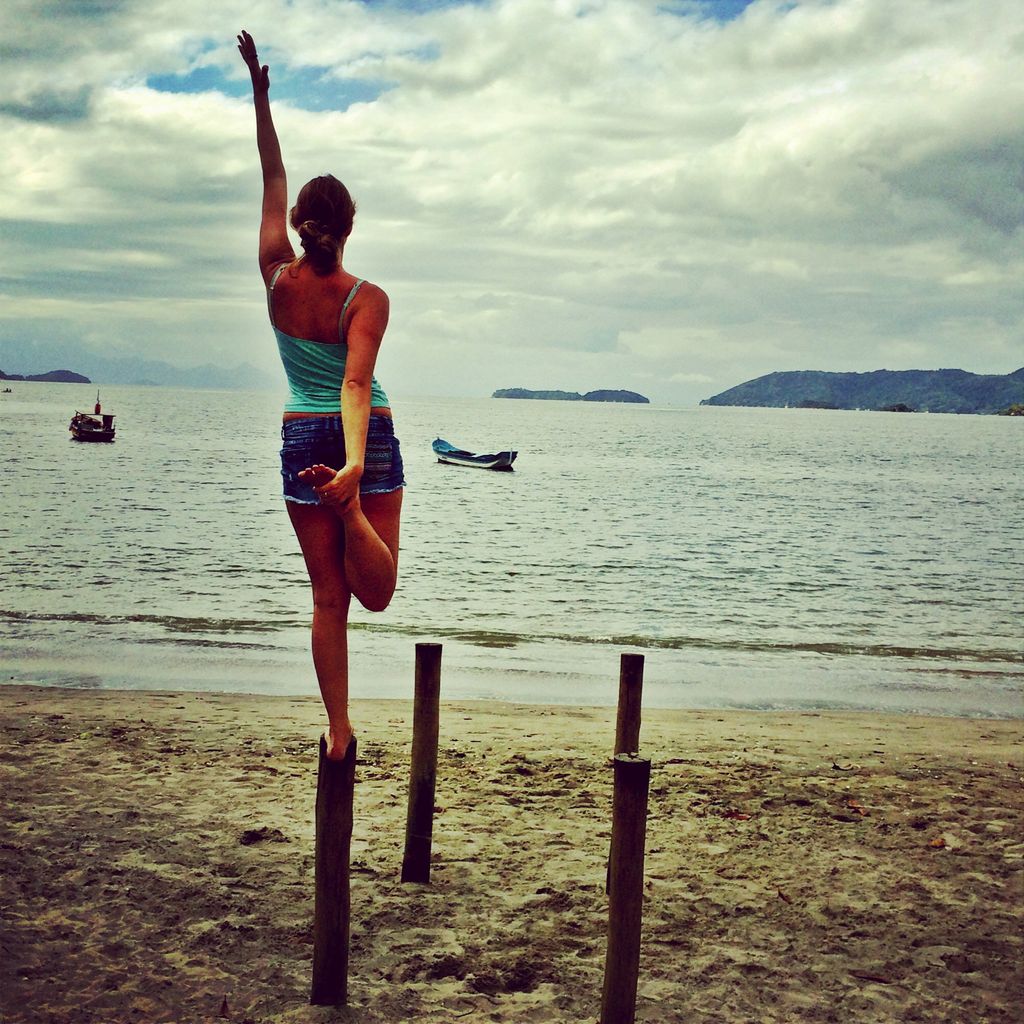 Balancing on the beach.