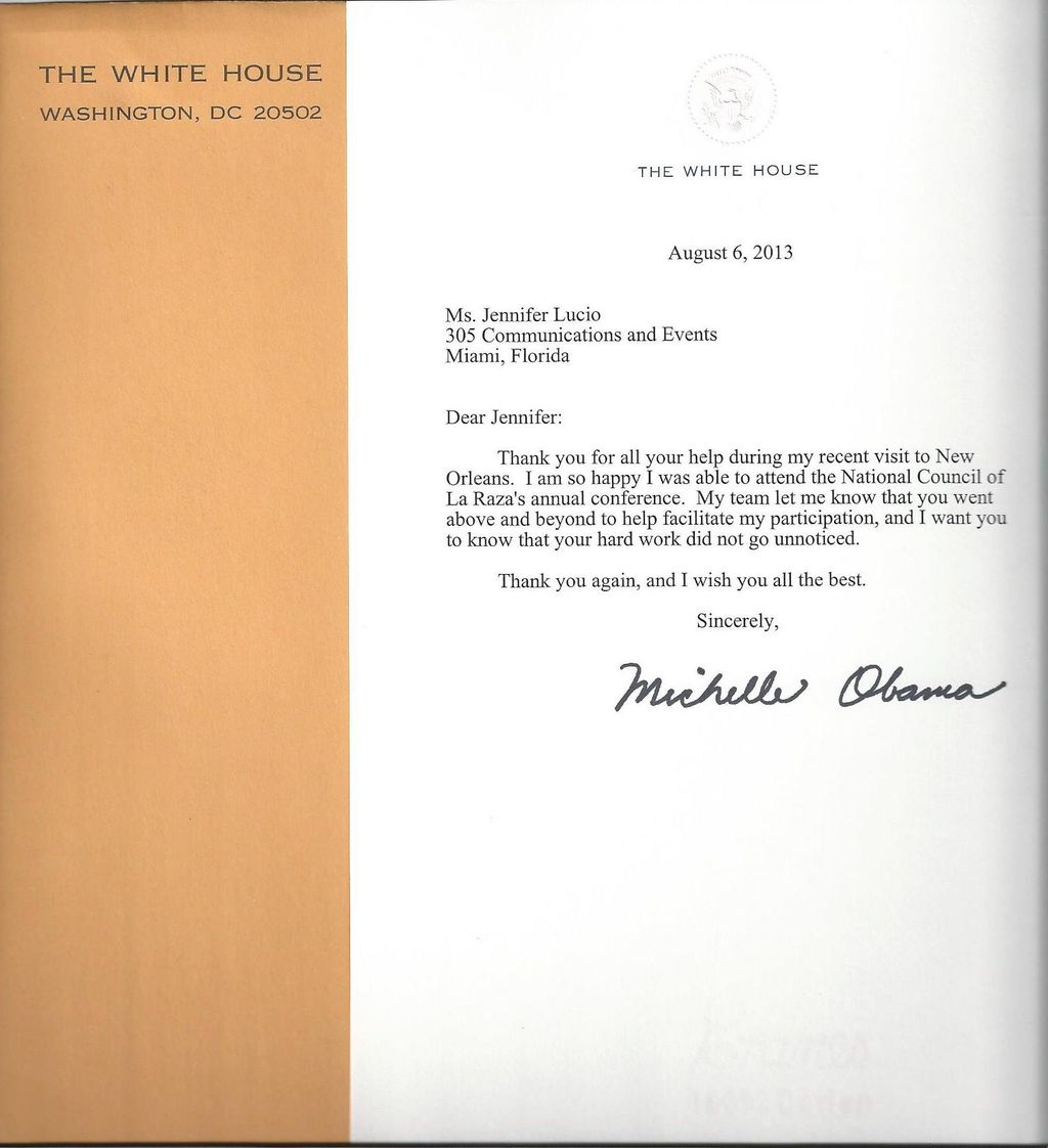 Letter of Commendation- The White House
