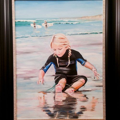Surfer Girls. 24" x 36" Oil on canvas.