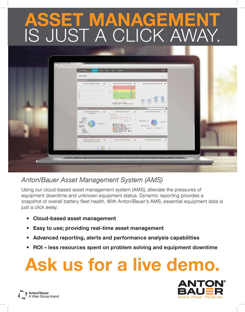 Flyer introducing the Anton/Bauer Asset Management