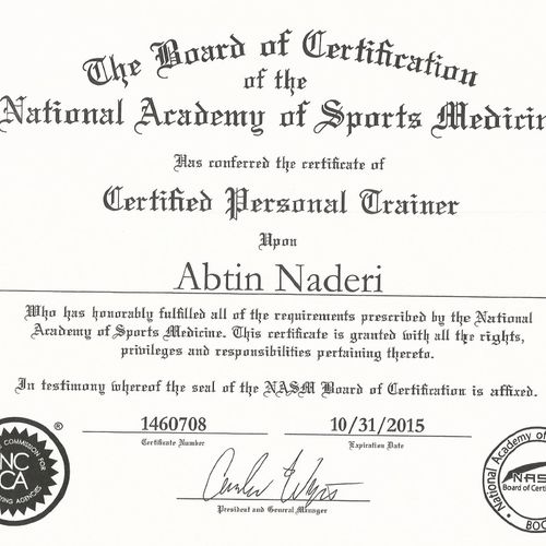 National Academy of Sports Medicine(NASM) 
persona