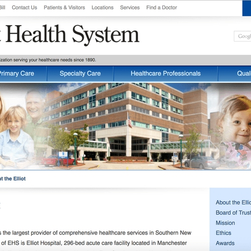 Elliot Health System Web Design