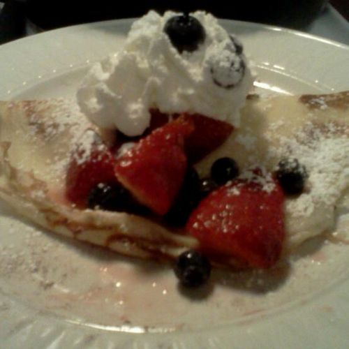 Crepe with homemade whipped cream and fresh fruit