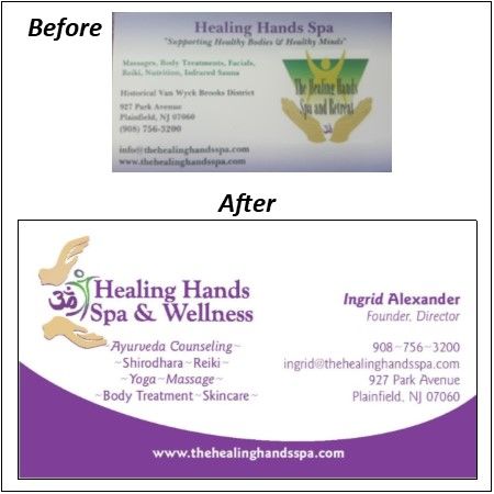 Comparison of before and after logo and business c