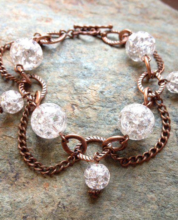Handmade Crackled Glass Marble Chandelier Bracelet