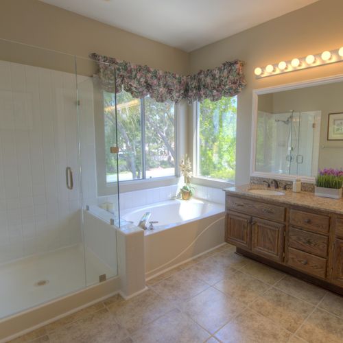 Bathroom Remodel - Tile Flooring, Cabinet Refacing