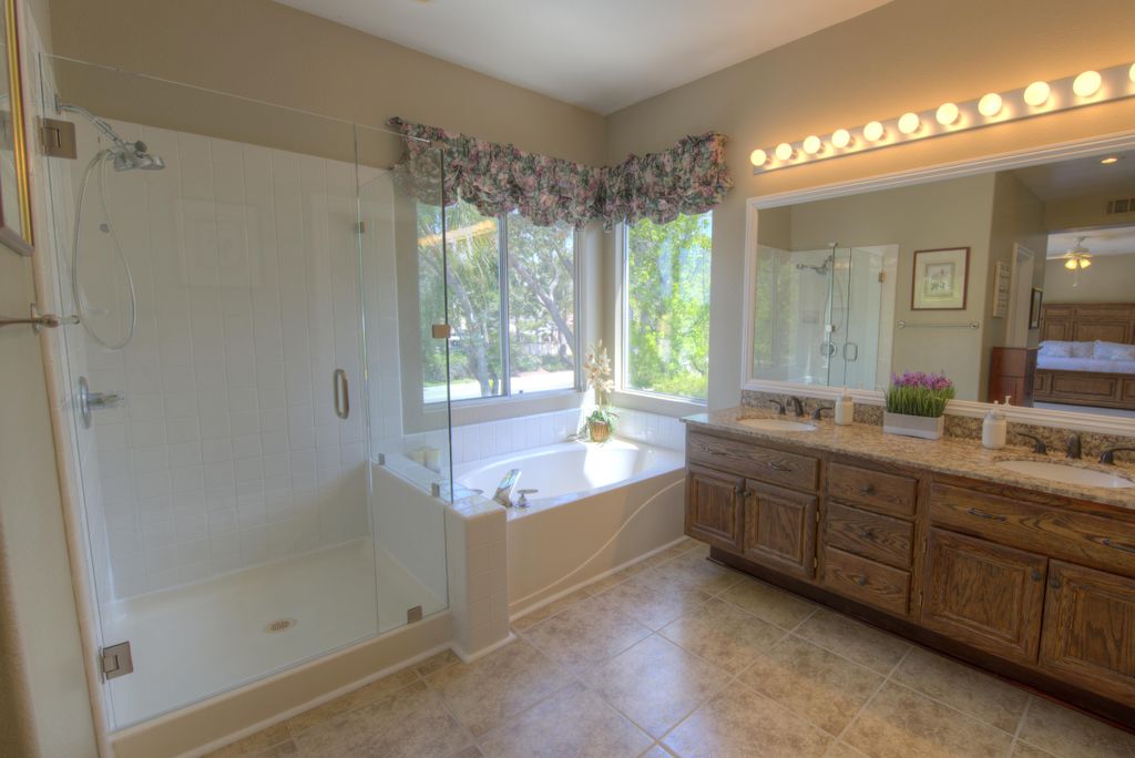 Bathroom Remodel - Tile Flooring, Cabinet Refacing
