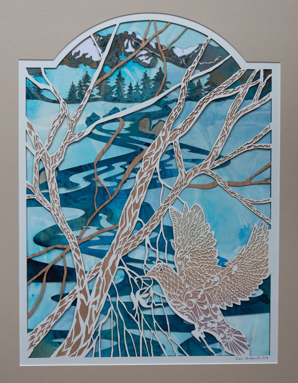 Peace Like a River.  Multi-layered laser cut artwo