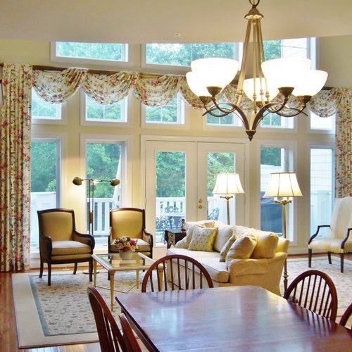 Interior design, furnishings, window treatments an