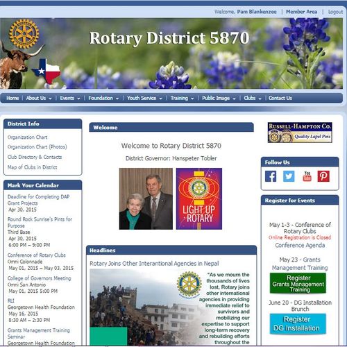 Rotary District 5870 - Website designed using Club