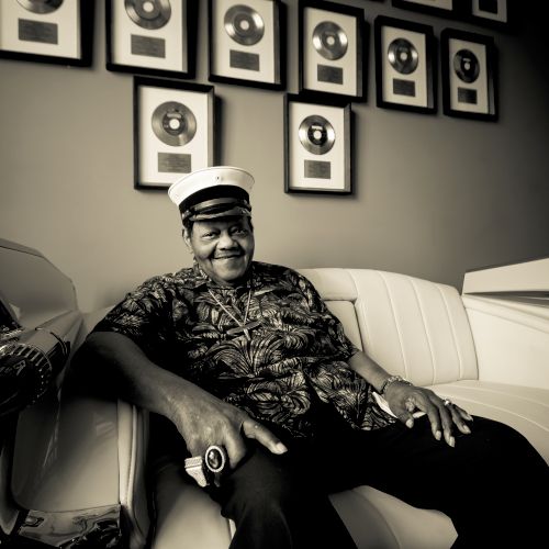 Fats Domino portrait on his Cadillac couch