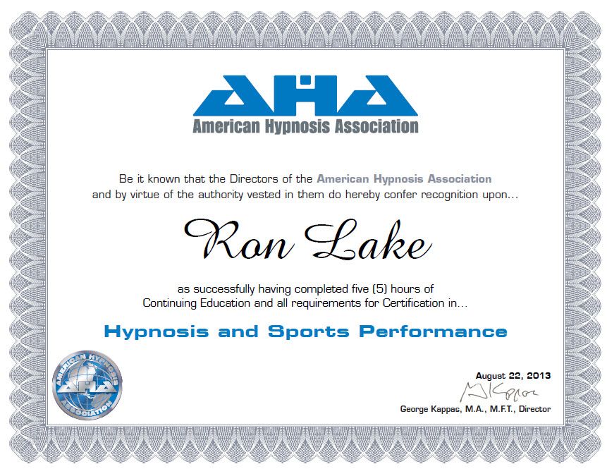 Certification in Hypnosis and Sports Performance