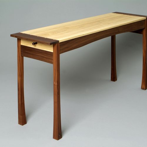 Small writing desk in ash and walnut with holly pi