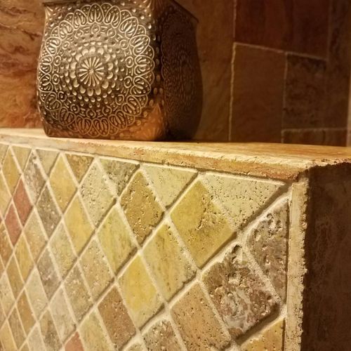 Traverstine Tile Detail- Bathroom remodel
