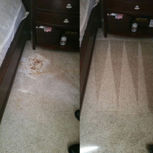 A comparison of the same area. Customer spilled ch