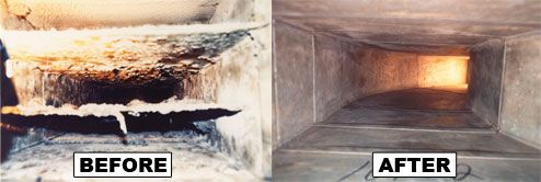 Commercial air duct dusty - and cleaned