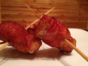 Spicy and Sweet Chicken wrapped in Bacon.  As an a