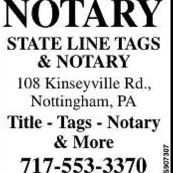 STATE LINE TAGS & NOTARY