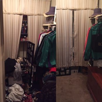 Before/After picture of small walk-in Closet 