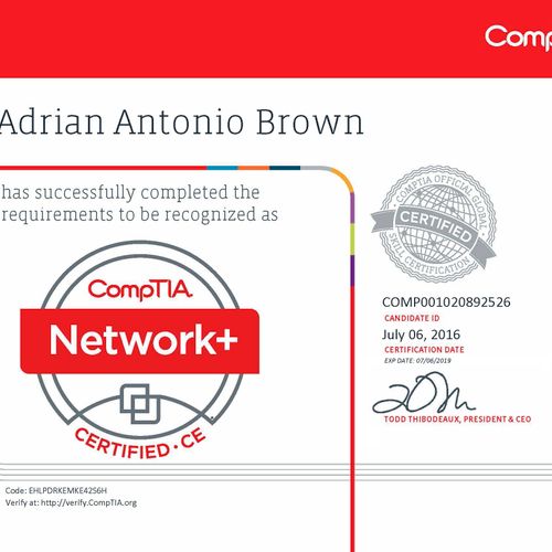CompTIA Network + Certified