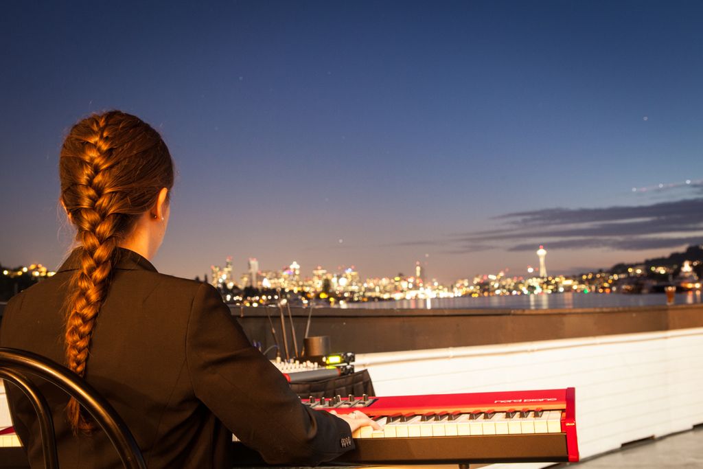 Playing on the Skansonia facing Seattle's beautifu