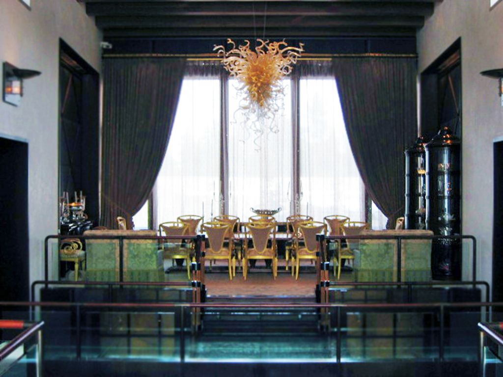 12 seat custom dining table and chair set.