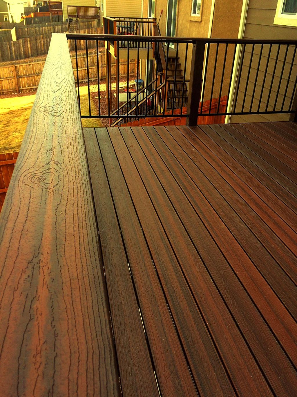 Composite deck and top cap system with RDI metal r