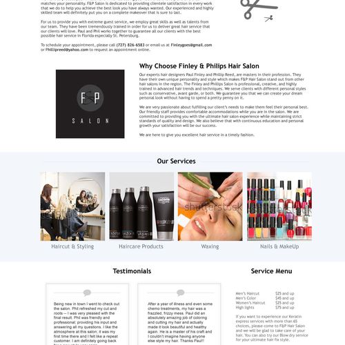 Responsive Hair Salon website for a St Petersburg 