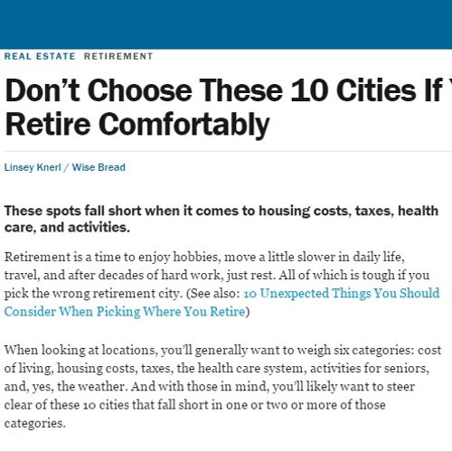 Don’t Choose These 10 Cities If You Want to Retire
