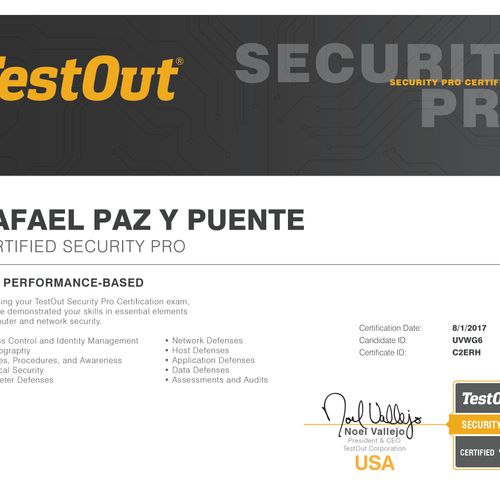 TestOut Certified Security Pro