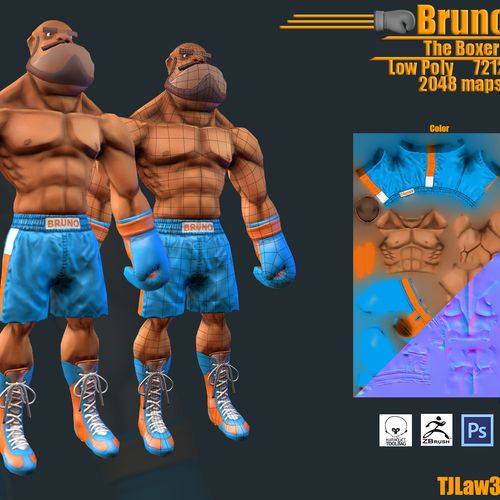 Low poly game model of "Bruno"