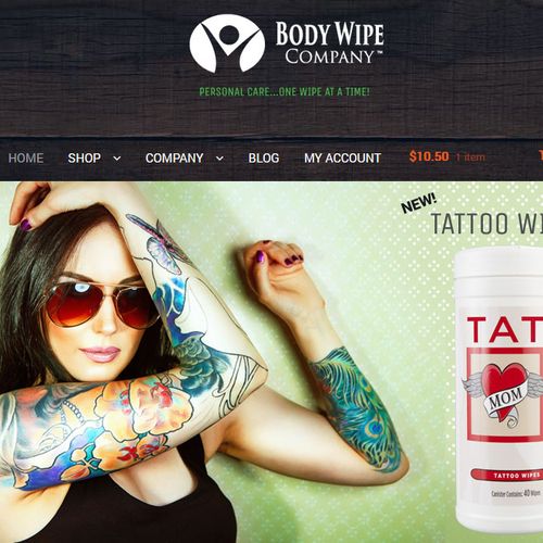 Custom eCommerce web site for The Body Wipe Compan