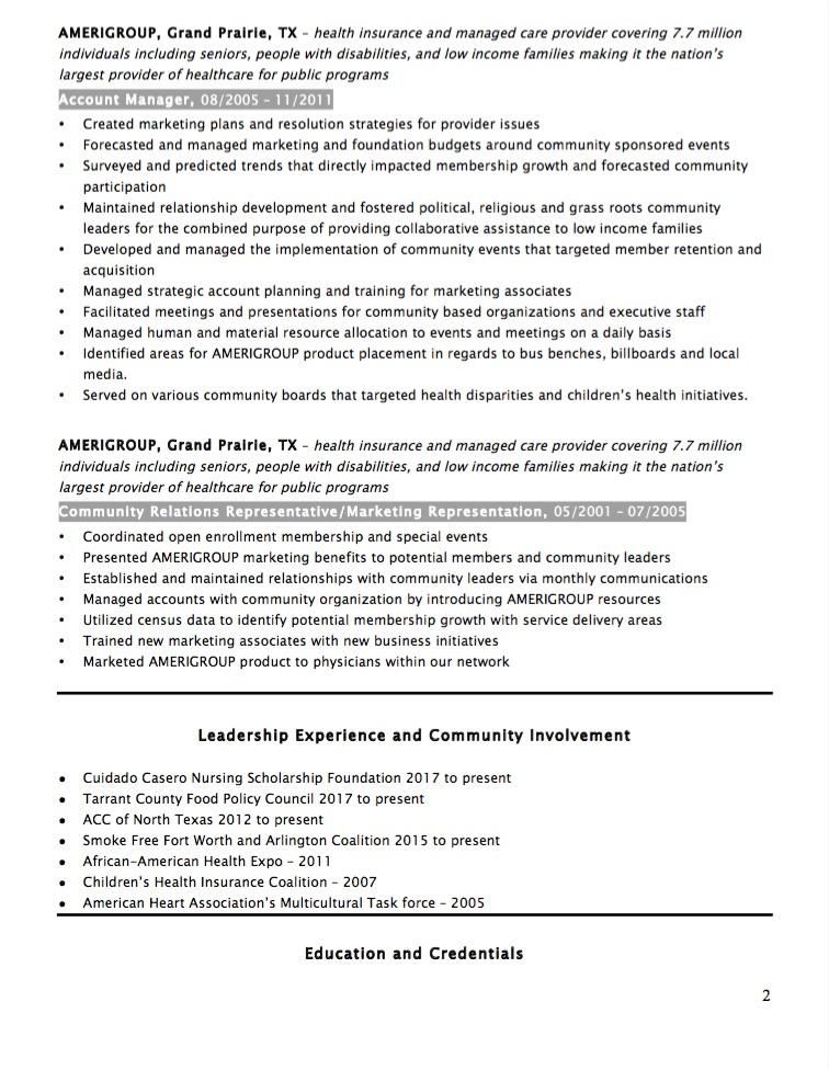 Before: Senior Resume (pg. 2)