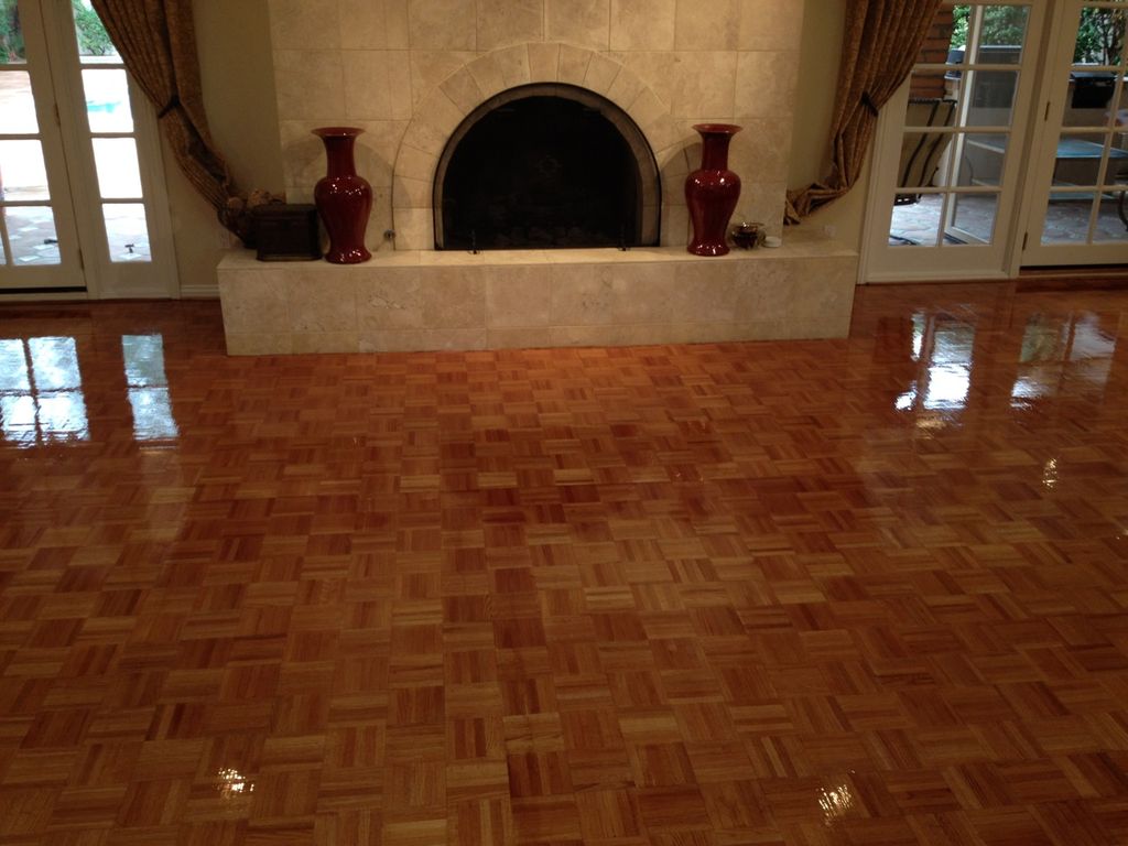 This solid parquet oak floor was installed in earl