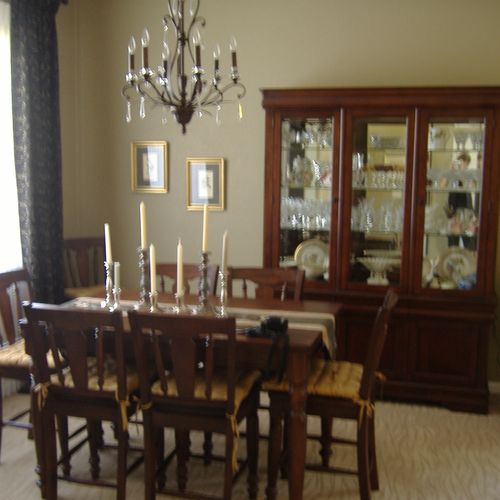 Dining Room, pub height table & chairs, custom win