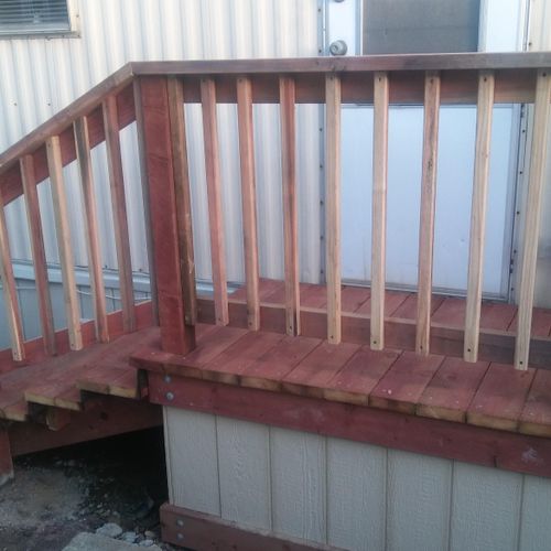 Built these stairs for my grandmas mobile home.