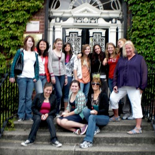 Here, I am with my students outside a famous  door