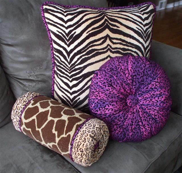 Fabrics from the wall were made into pillows to go
