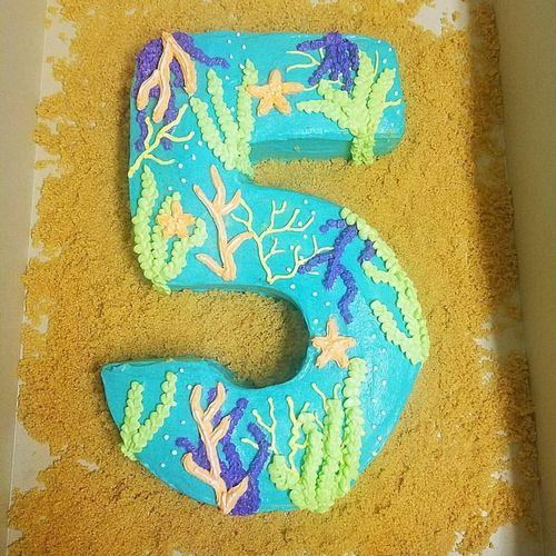 custom number 5 cake with cheese cake filling