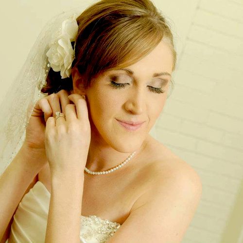 Bridal Hair and Makeup- Romantic, soft side swept 