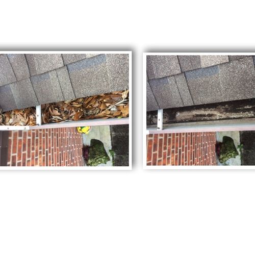 A Before and After Gutter Cleaning.